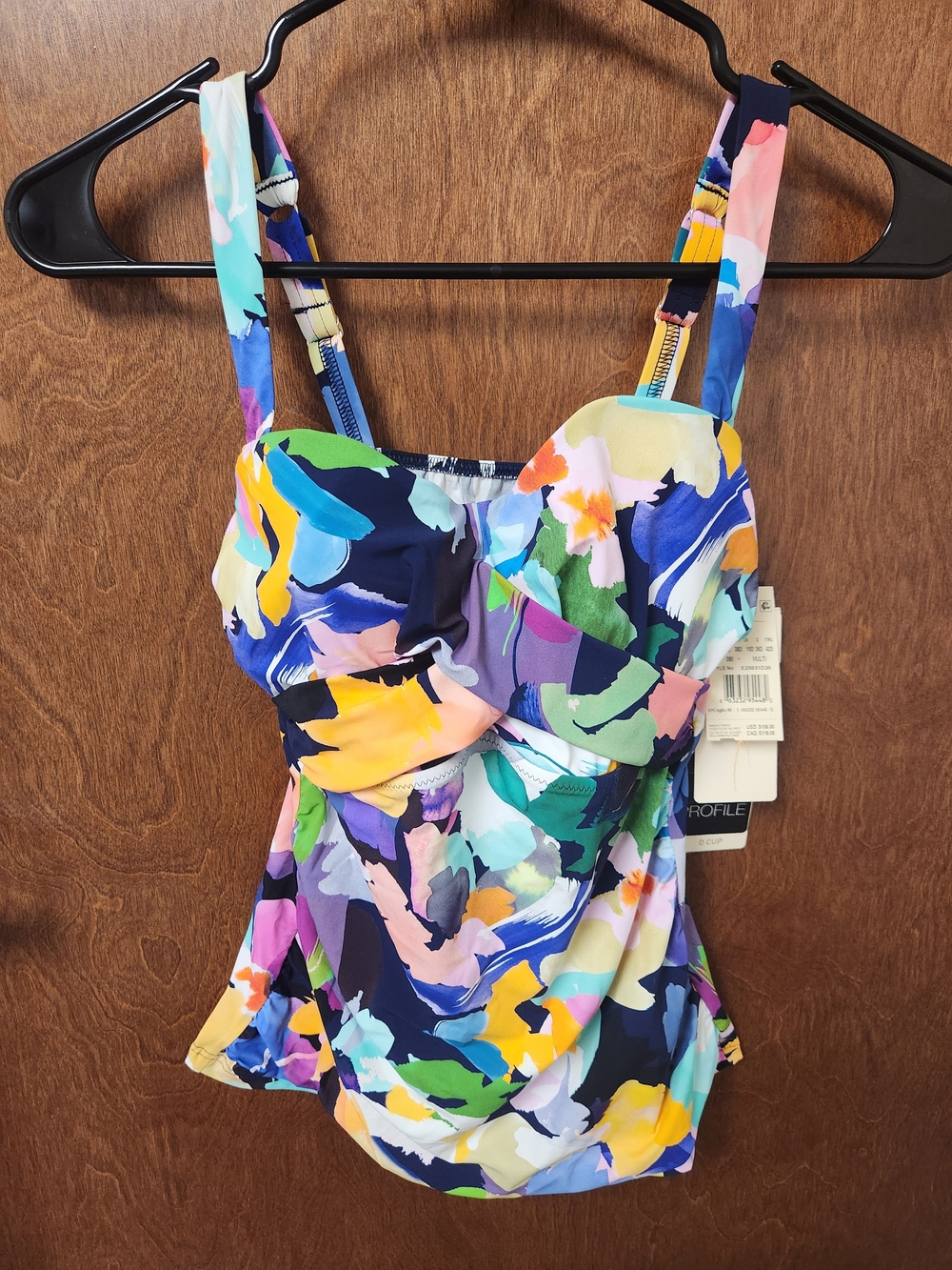 Gottex Multicolor Abstract Print Tankini Top 32D